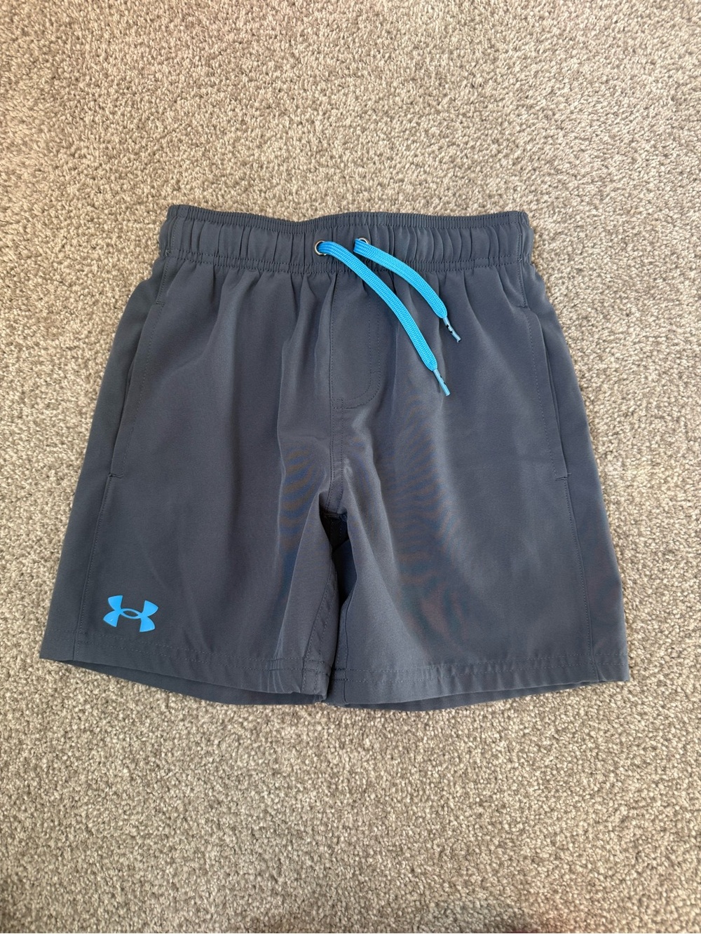Under Armour Gray Athletic Shorts with Blue Drawstring